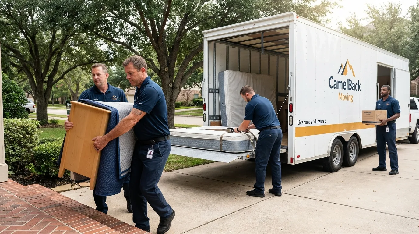 Crew loading residential truck for cross-state move from Osage City, KS