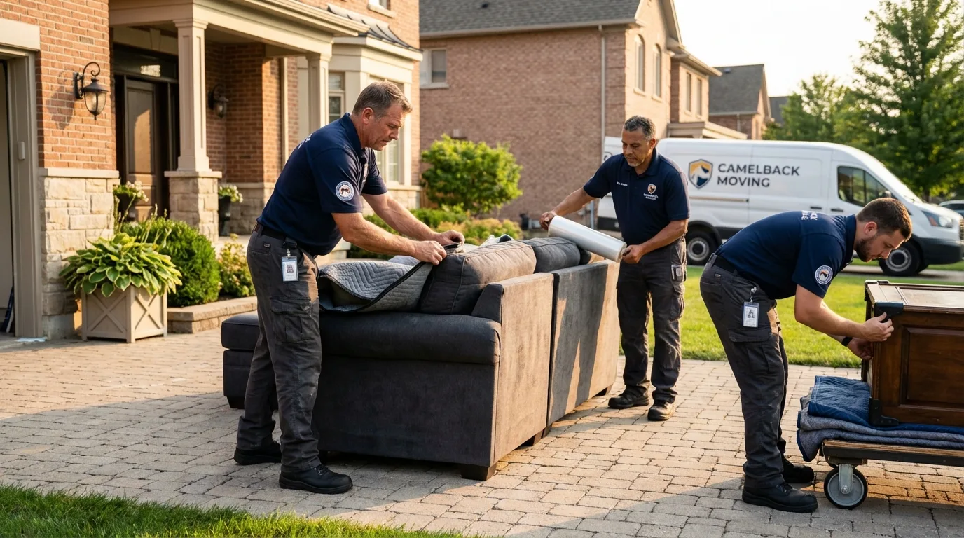 Large estate moving crew wrapping furniture in Osage City, KS