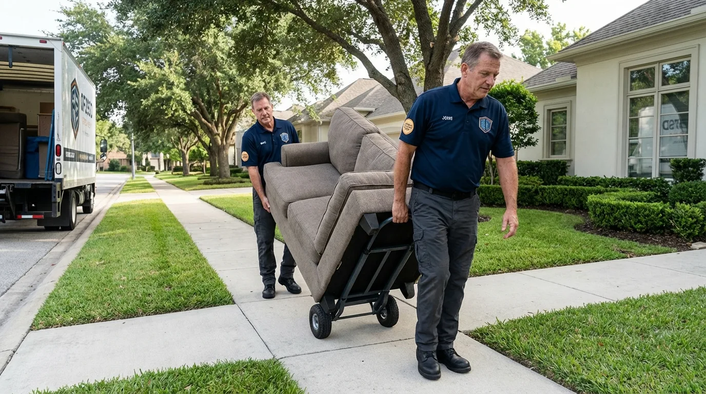 Local residential moving crew loading furniture in Osage City, KS