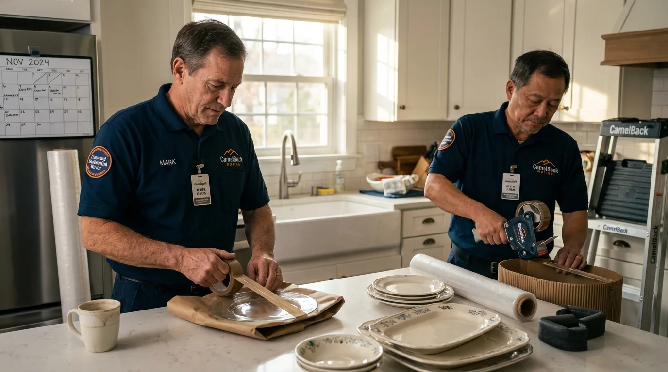 Professional crew packing kitchen dishware in Osage City, KS