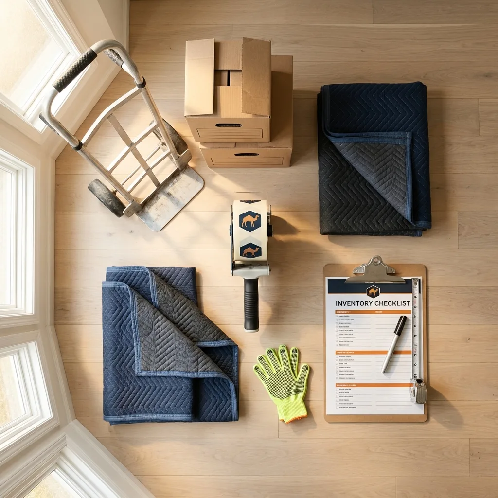 Professional moving supplies and packing materials layout for Osage City residential relocations
